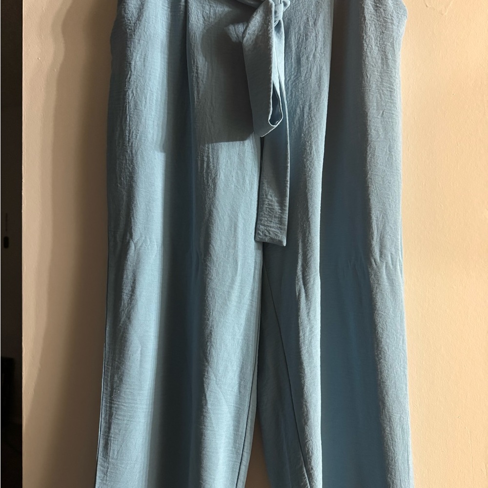 Chic Women's Wide Leg Pants in Light Blue